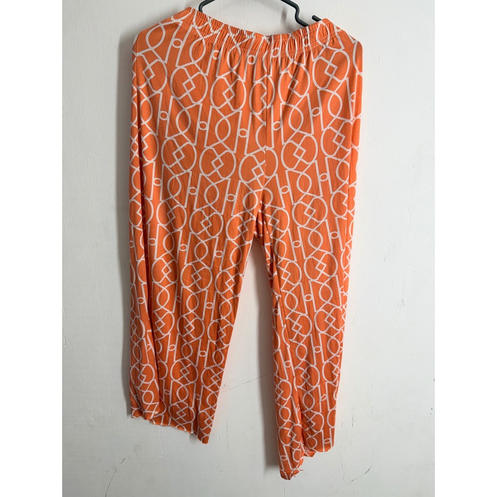 Hello Mello Lounge Pants Orange White Geometric Print Pajamas L/XL
